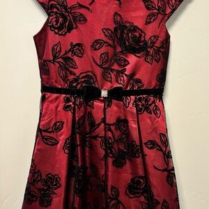 Elegant Red Floral Kids Dress